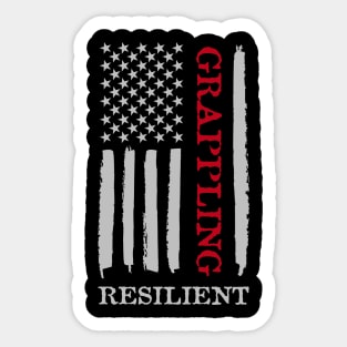 grappling American Flag Sticker